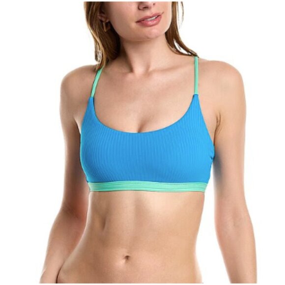 VYB | NWT Piper Soft Bikini Top in Bright Neon Blue/Green Size Large - Picture 1 of 6